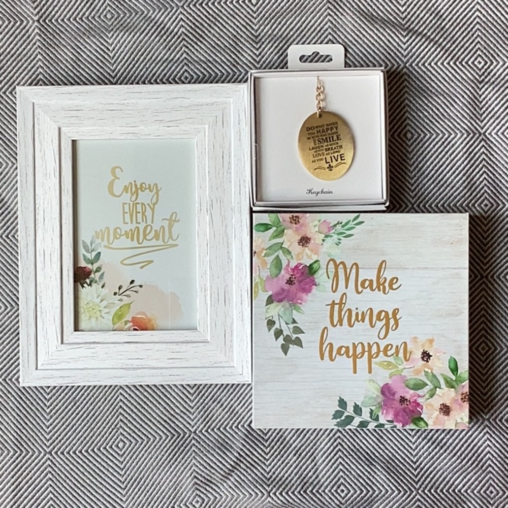 Inspirational gift bundle NWT - frame, wordart block & keychain